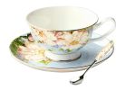 Coffee Cup Set with Saucer and Spoon Bone China Teacup