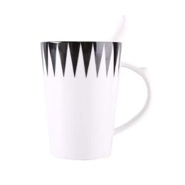 Ceramic Coffee Mug Geometric Pattern Mug With Spoon