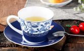 British Gold-rimmed Coffee Cup Set With Saucer Steel Spoon, Royal Blue Butterfly