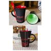 Personalized Tall Ceramic Coffee Mug/ Coffee Cup With Red SpoonBlack
