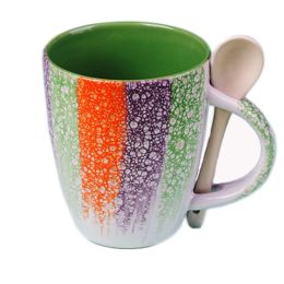 Creative Ceramic Coffee Mug/ Coffee Cup With Colorful Printing, Green