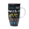 Colorful Ceramic Coffee Cup/ Coffee Mug With English Words Pattern, Black