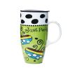 Colorful Ceramic Coffee Cup/ Coffee Mug With Black Dots Pattern, Green