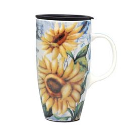 500 ML Creative Ceramic Coffee Cup/ Coffee Mug With Sunflower Pattern