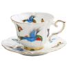 Birds Coffee Mug European Style Tea Cup & Saucer Set for Afternoon Tea, 7.4 oz