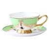Afternoon Tea Porcelain Tea Cup & Saucer Set Green Coffee Cup, 6.4 oz