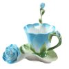 Blue Rose Porcelain Tea Cup & Saucer Set Coffee Cup, 5.1 oz