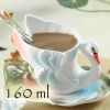 Swan Shape Design Porcelain Coffee Tea Cup Sets with Saucer and Spoon, 5.1 oz