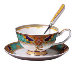 Retro Persia Courtly Style Coffee Cup Set English Style Tea Mug With Plate&Spoon